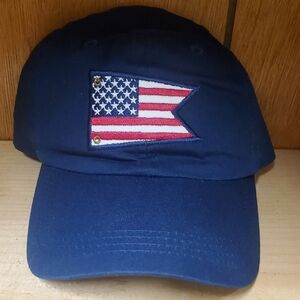 Classic Navy Hat with Flag Emblem